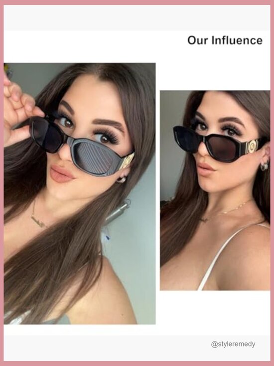 Retro Rectangle Sunglasses, Metal Frame, UV400 Protection main image 5
